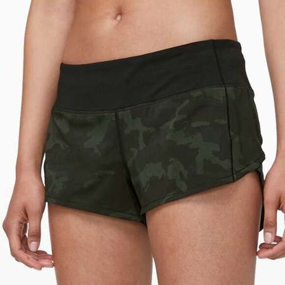 Lululemon Speed Up Short 2.5" Incognito Camo Multi Green Black Women's Sz 4 EUC - Picture 3 of 10